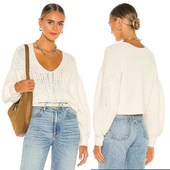 Free People Sweaters - Free People Sea Bright Scoop Neck Pullover Sweater Slouchy Cream Size: XL NWT